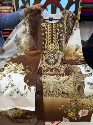 Premium Dubai Cherry Silk Mirror Work Stitched Dress